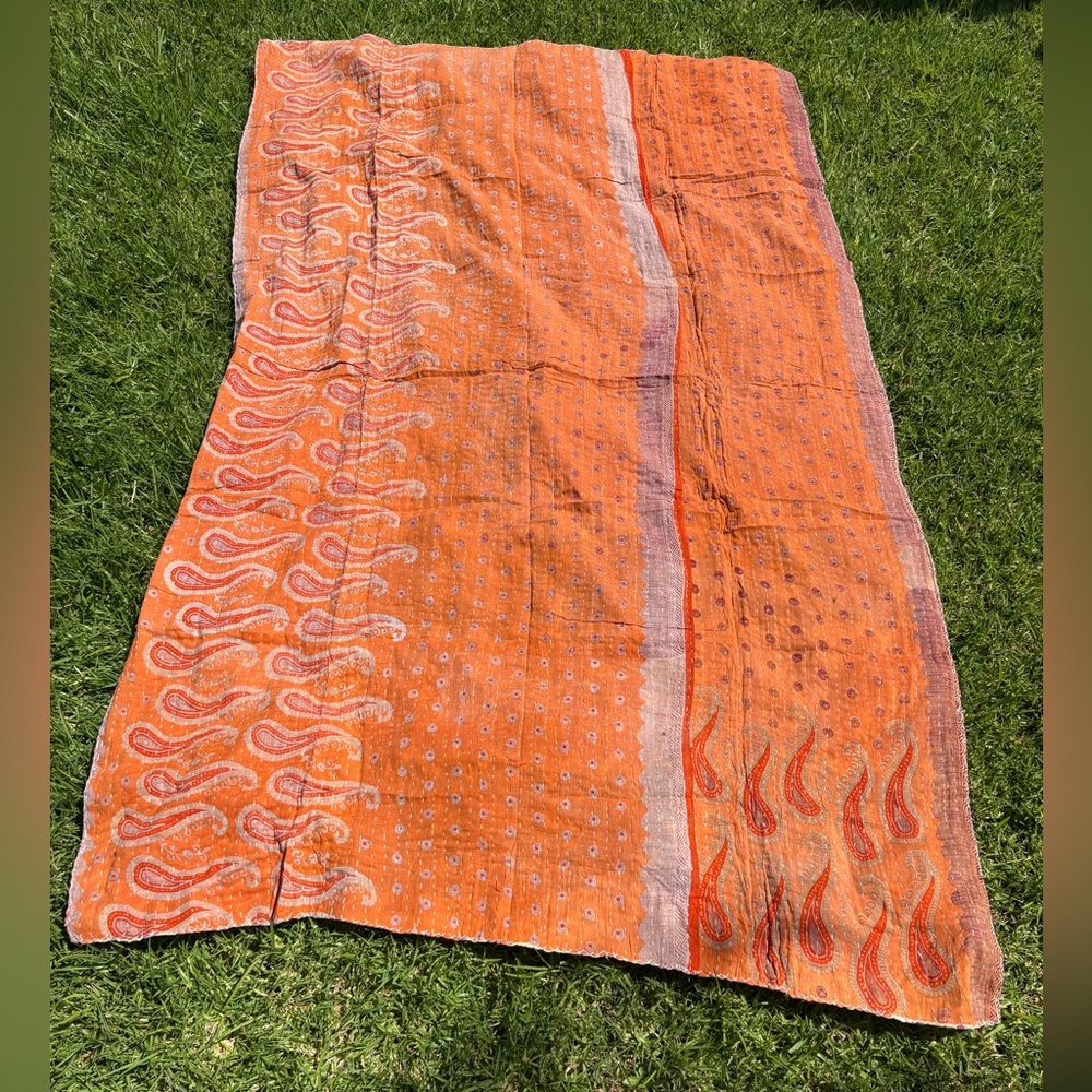 Beach Quilt 🧜🏻‍♀️🌊🦀 Vintage Boho Surf Safari Reversible Cool Lucky Day Blanket - Picture 3 of 3